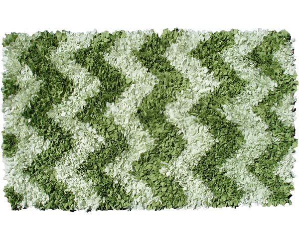 Shaggy Raggy Rug in Green Chevron by Rug Market
