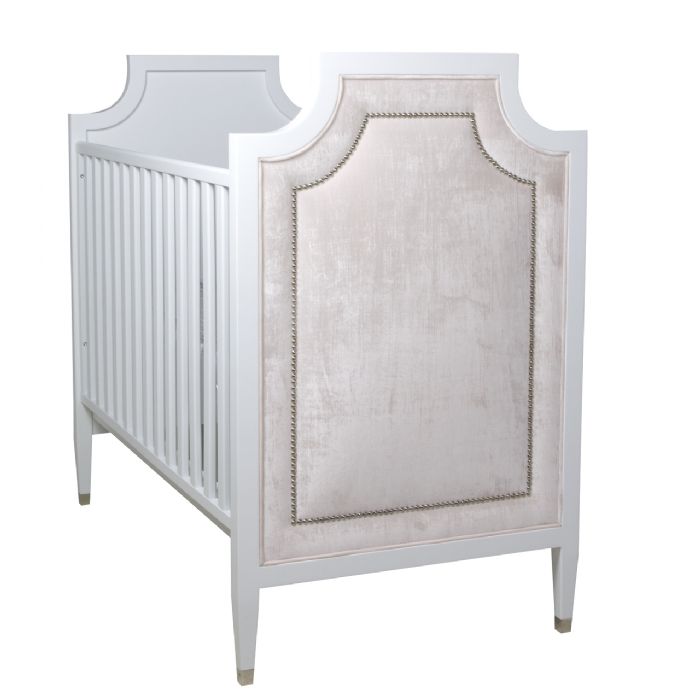 Gramercy Crib Upholstered in Empress Pink by AFK Art For Kids