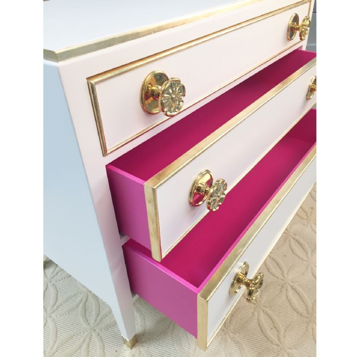 Hollywood Chest in White, Gold & Hot Pink by AFK Art For Kids