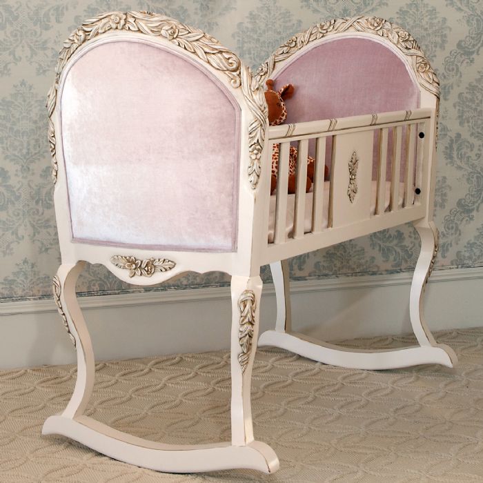 Provence Cradle Versailles Cream - Upholstered in Jaclyn Blush Velvet by AFK Art For Kids