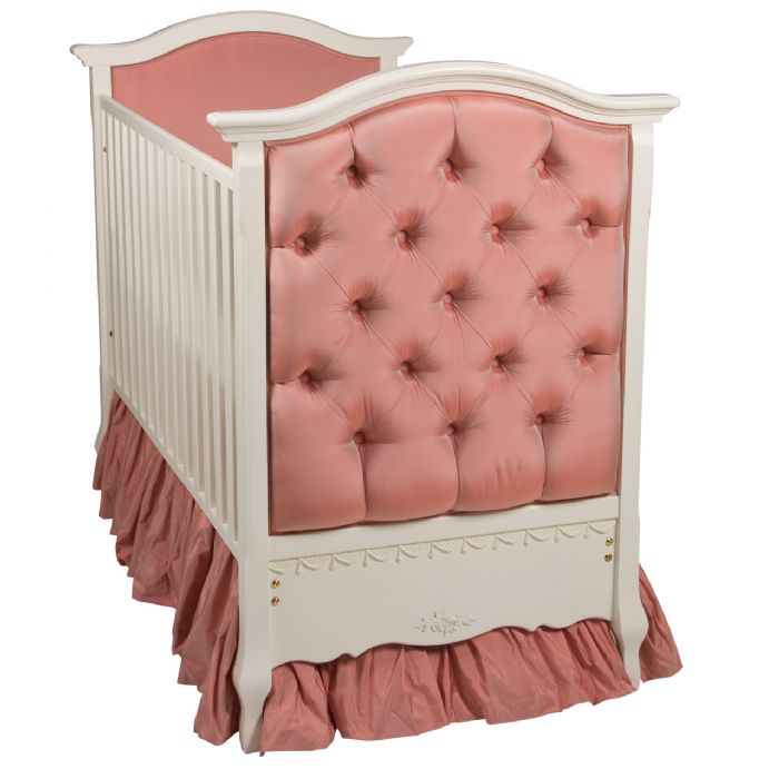 Bordeaux French Panel Tufted Upholstered Crib in Framboise by AFK Art For Kids