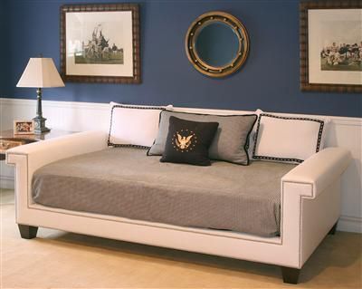 Hudson Day Bed in White Faux Leather by AFK Art For Kids