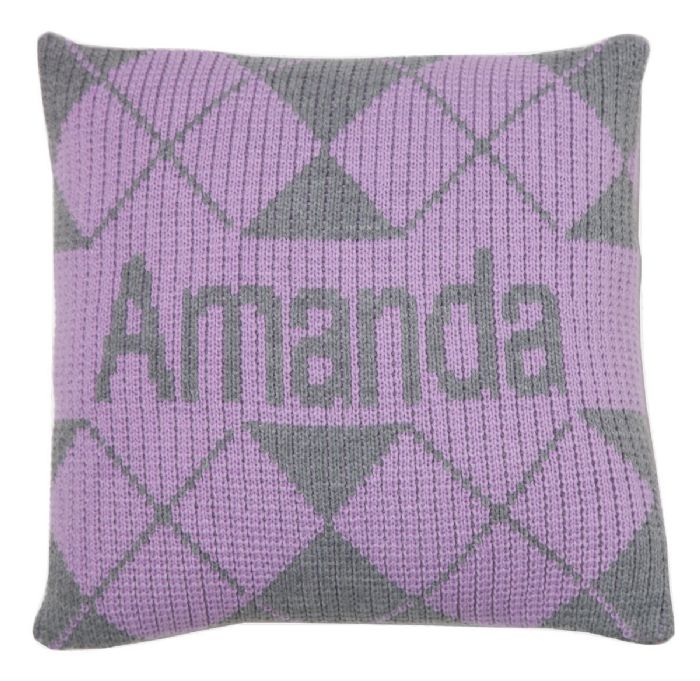 Argyle & Name Pillow by Butterscotch Blankees