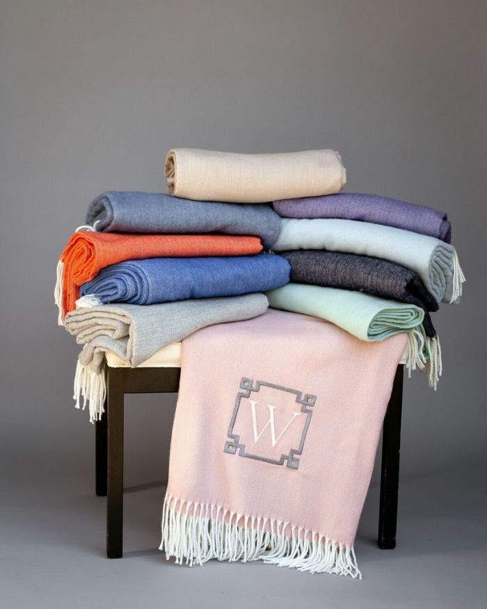 Monogrammed Fringed Herringbone by ASI