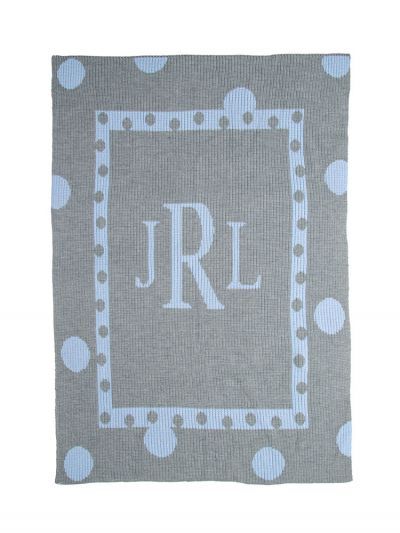 Large Polka Dot & Initials Blanket by Butterscotch Blankees