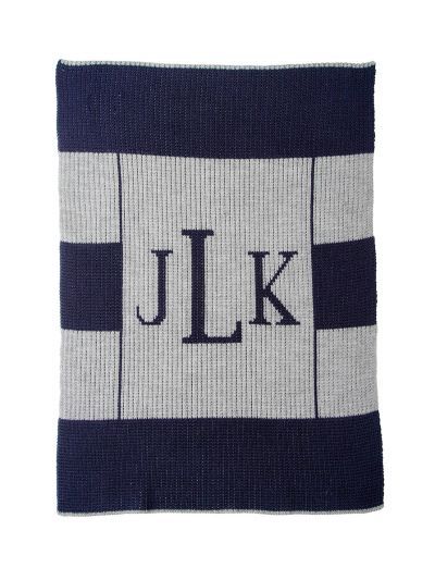 Multi Stripe Monogram Blanket by Butterscotch Blankees
