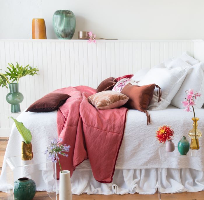 Adele & Paloma in White and Poppy Bella Notte Linens Bedding by Bella Notte Linens