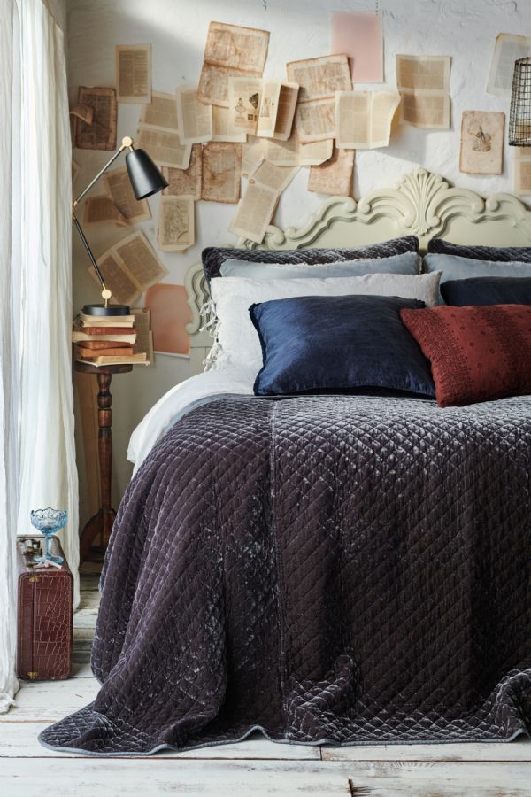 Silk Velvet Quilted and Carmen in Moonlight Bella Notte Linens Bedding by Bella Notte Linens