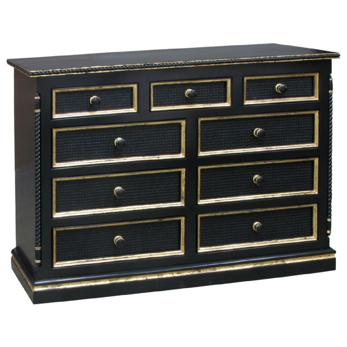 Evan 9-Drawer Dresser in Black with Gold Gilding by AFK Art For Kids