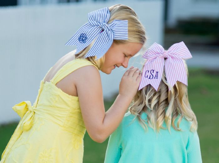 Seersucker Hair Bow by Monogram Boutique