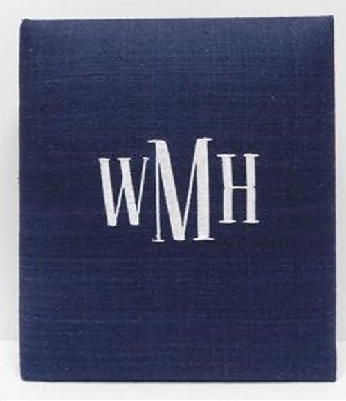 Navy Linen (No Ribbon) Baby Book by Jan Sevadjian Designs