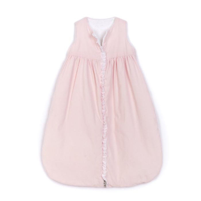 Lulla Smith Corduroy Sleep Sack in Pink with White Batiste Trim by Lulla Smith