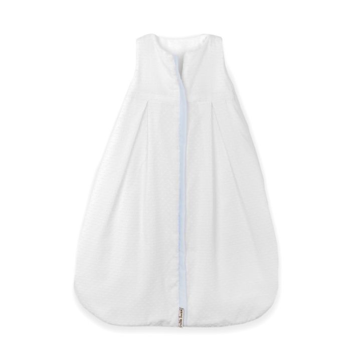 Lulla Smith Corduroy Sleep Sack in White with Blue Batiste Trim by Lulla Smith