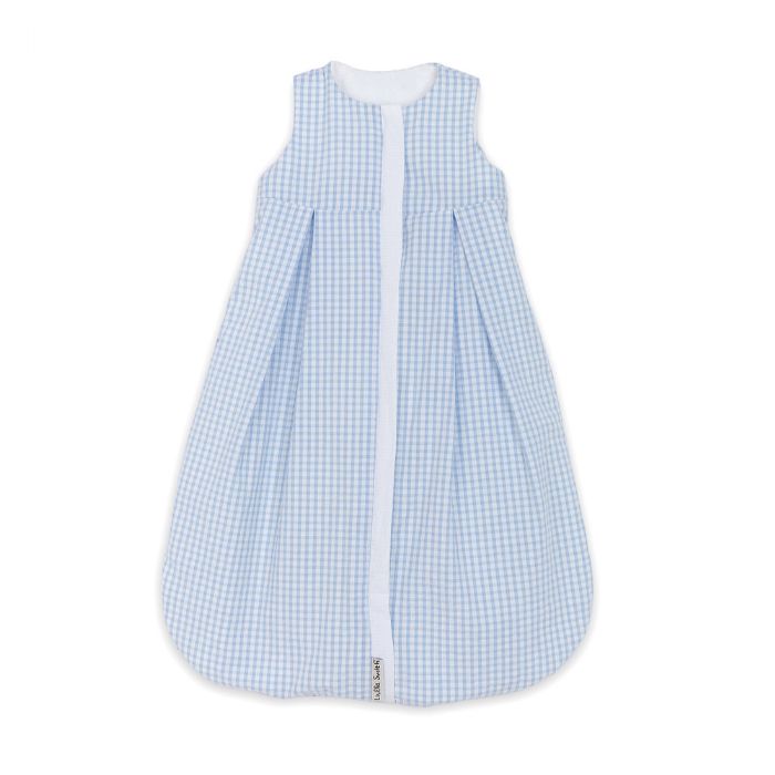 Lulla Smith Seersucker Sleep Sack in Blue & White Check with White Trim by Lulla Smith