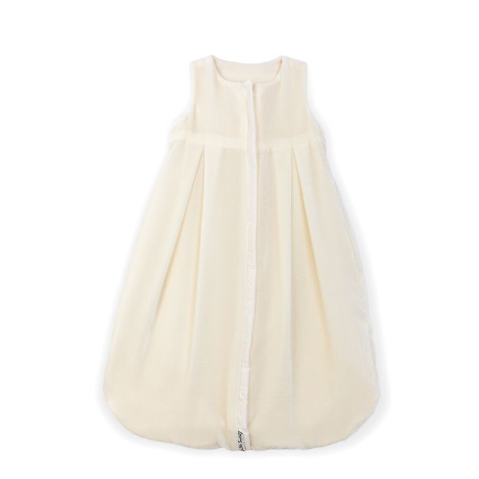 Lulla Smith Silk Velvet Sleep Sack in Ivory with Taffeta Trim by Lulla Smith