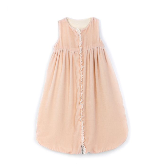 Lulla Smith Silk Velvet Sleep Sack in Blush with Taffeta Trim by Lulla Smith