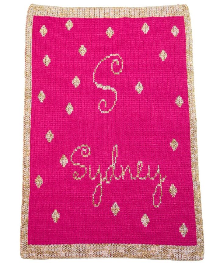 Metallic Precious Polka Dot Initial Blanket by Butterscotch Blankees