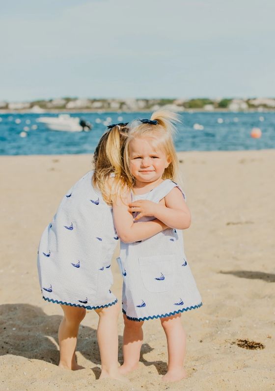 Martha's Vineyard Shift Dress - Girl's in NAVY by Piping Prints