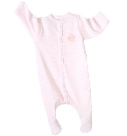 Pink Milleraies Stripe Front Snap Crawler by Petit Bateau