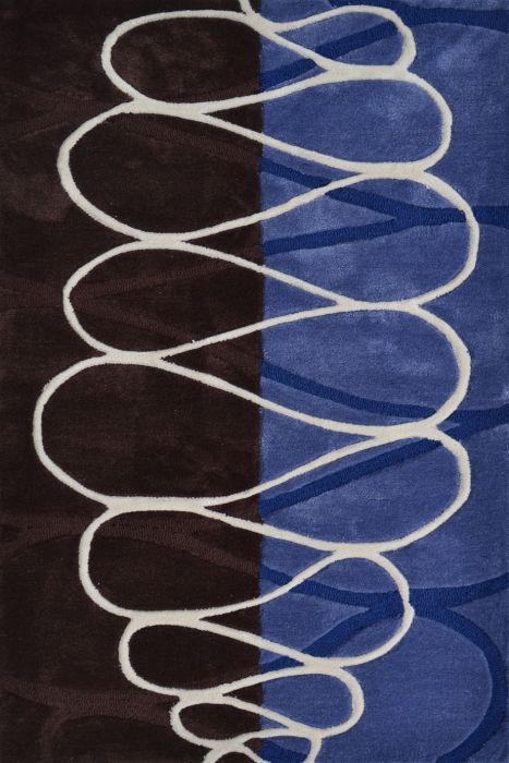 Squiggle Strip Rug in Blue by Rug Market