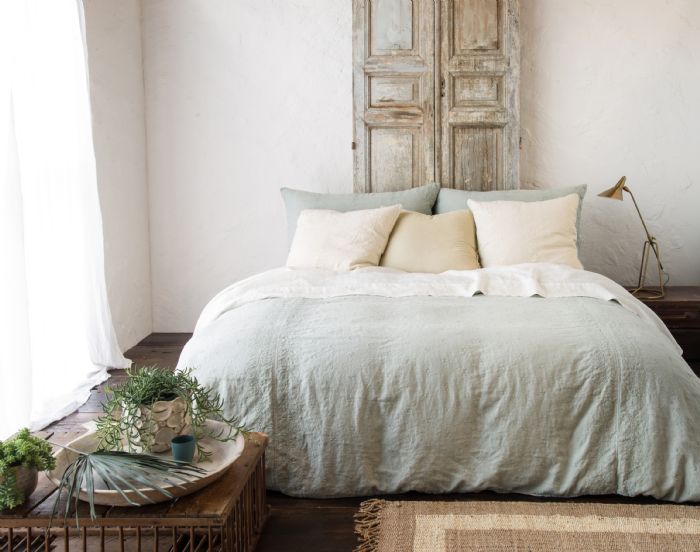 Ines in Eucalyptus & Parchment Bella Notte Linens Bedding by Bella Notte Linens