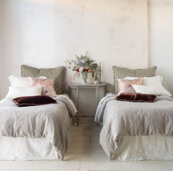 Ines in Fog & Winter White Bella Notte Linens Bedding by Bella Notte Linens