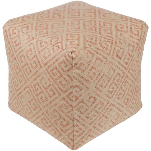 Geonna Indoor/Outdoor Pouf in Orange by Surya