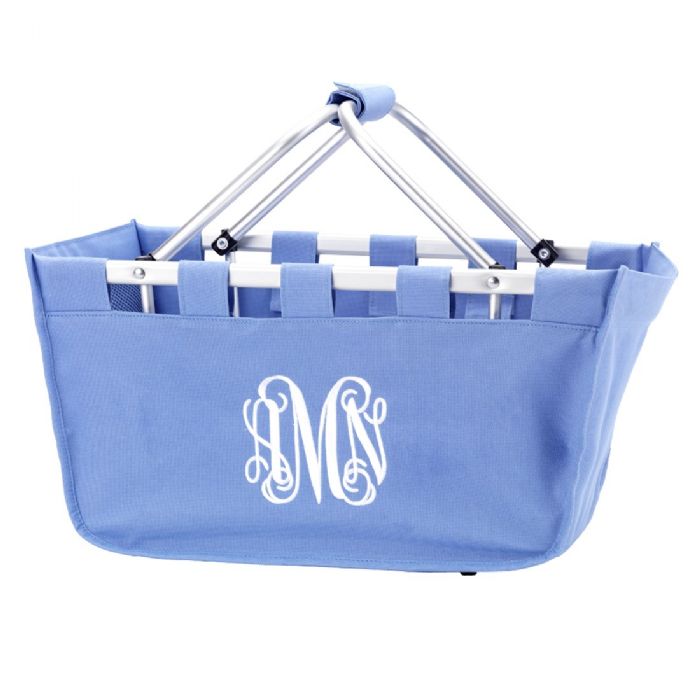 Market Tote Bag in Blue Hydrangea by Monogram Boutique