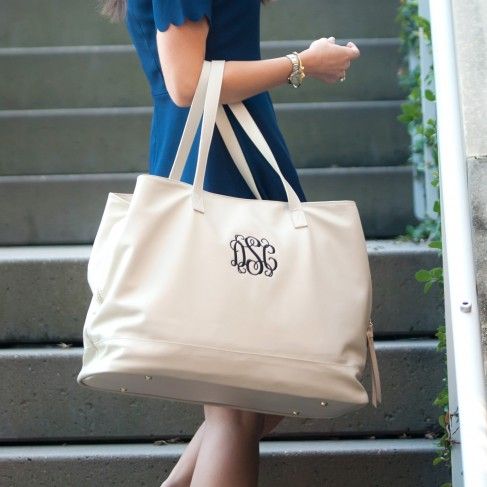 Cambridge Travel Bag in Crème by Monogram Boutique