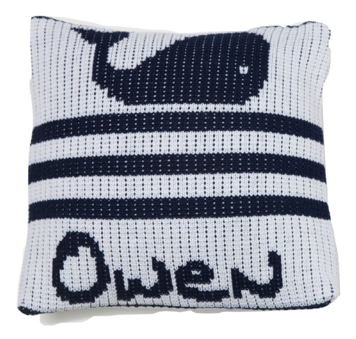 Whales and Stripes Pillow by Butterscotch Blankees