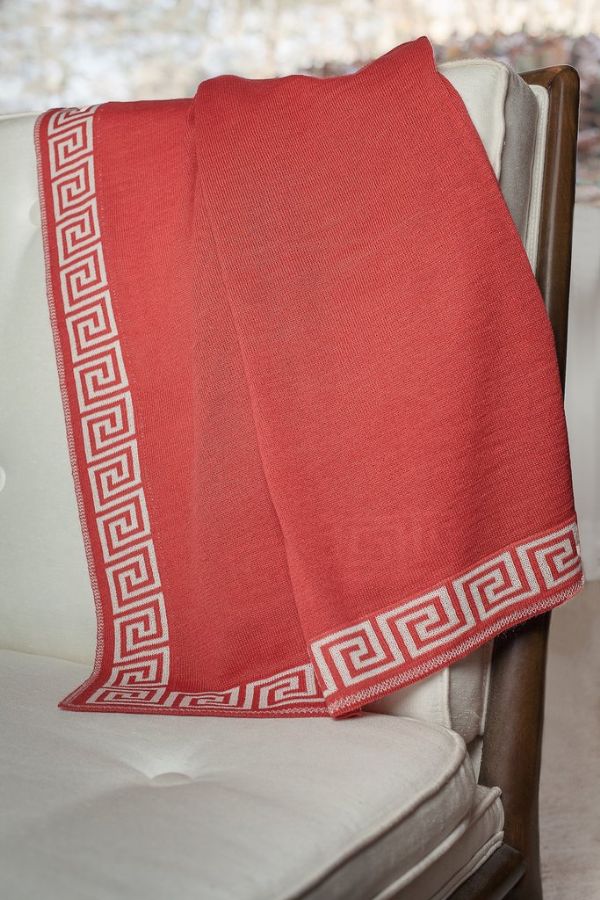 Jersey Knit Throw Greek Key Jacquard Throw by ASI