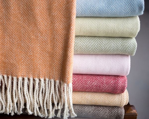 Monogrammed Herringbone Patterened Fringe Throw by ASI