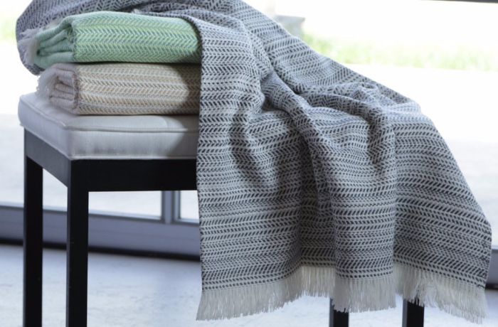 Unbrushed Horizontal Herringbone Fringed Throw by ASI