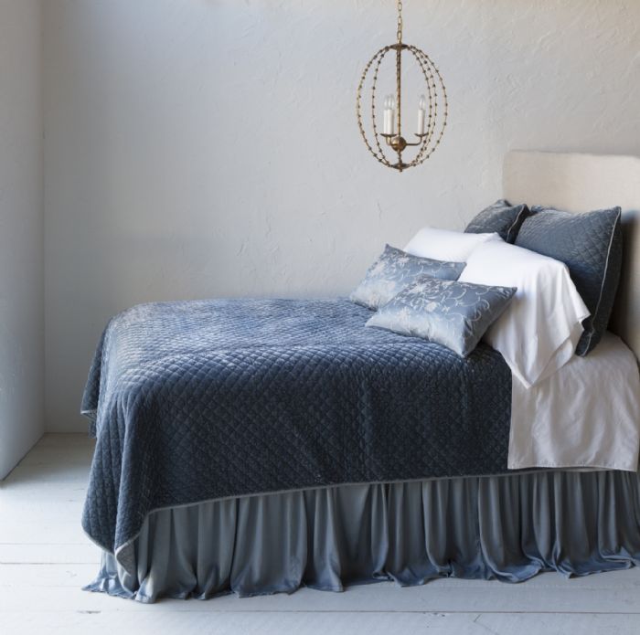 Silk Velvet Quilted & Satin in Mineral Bella Notte Linens Bedding by Bella Notte Linens