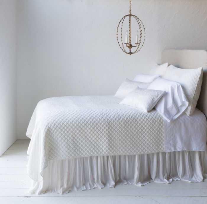 Silk Velvet Quilted & Satin in Winter White Bella Notte Linens Bedding by Bella Notte Linens