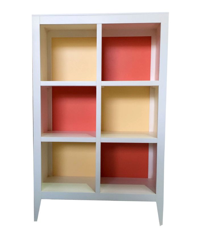 Devon Bookcase in White with Orange Juice & Marigold by Newport Cottages