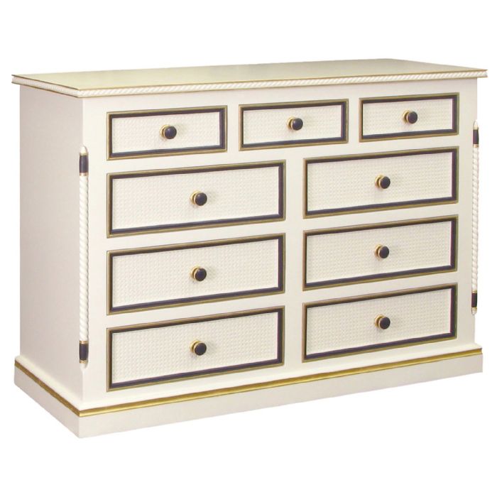 Evan 9-Drawer Dresser in White, Navy & Gold by AFK Art For Kids