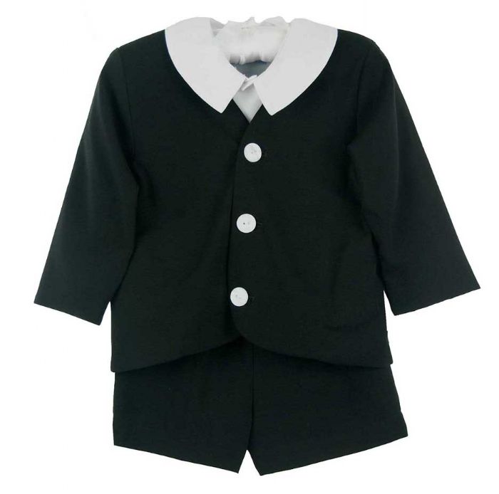 Gabardine Eton Suit with Shorts in Black by Katie & Co/Gordon & Co