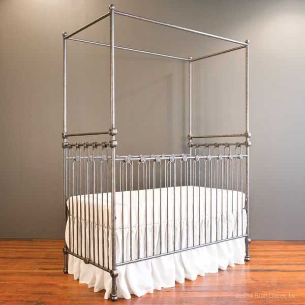 Joy Canopy Crib In Pewter Convertible By Bratt Decor