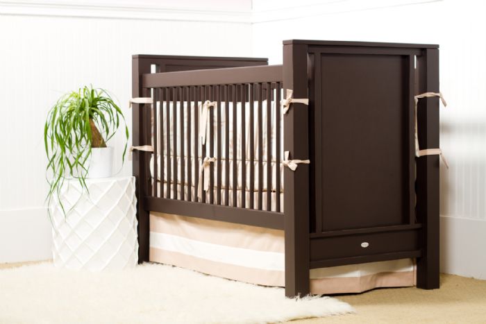 Ricki Crib with Wood Panels in Black by Newport Cottages
