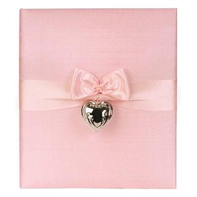 Silver Heart Rattle Pink Baby Book by Jan Sevadjian Designs