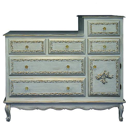French Changer in Versailles Blue with Custom Moulding by AFK Art For Kids