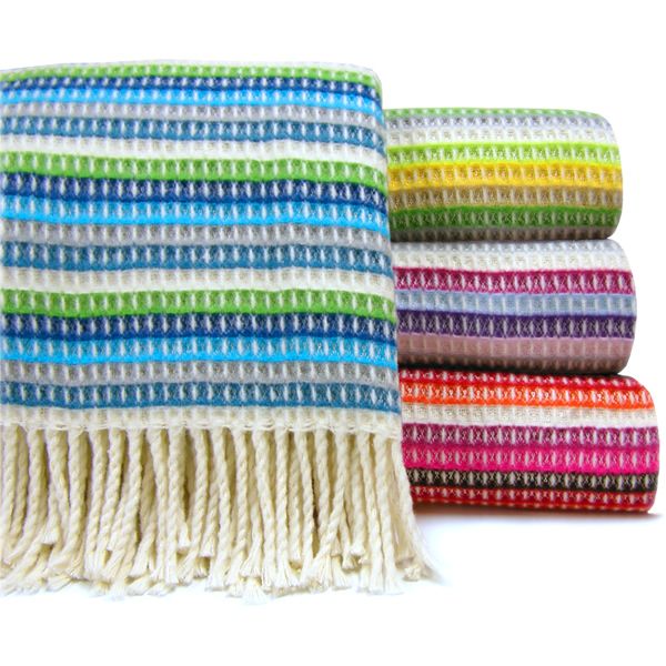 Plush Cotton Blend Fringed Stripe Throw Blanket by ASI