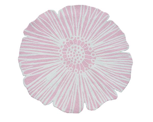 Round Flower Rug in Pink by Rug Market