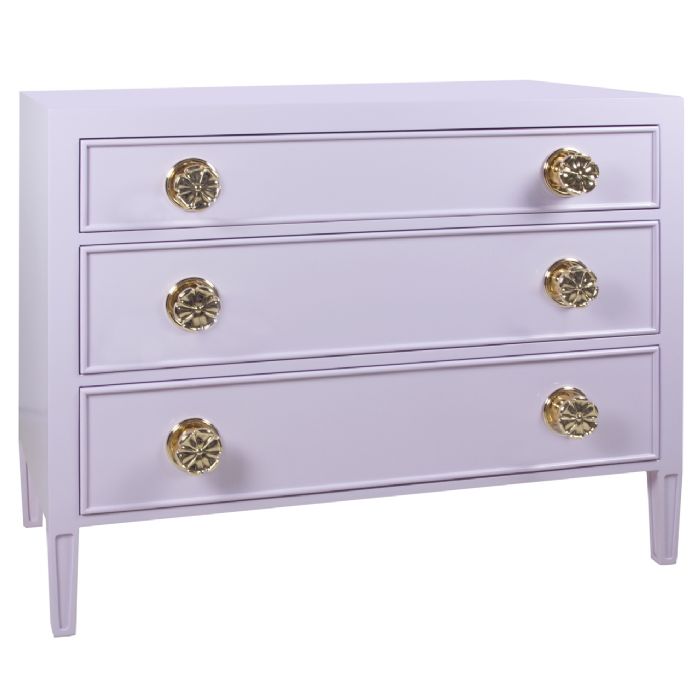 Brentwood Chest in Lilac with Floral Brass Knobs by AFK Art For Kids