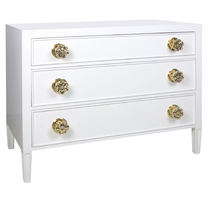 Brentwood Chest in Snow with Floral Brass Knobs by AFK Art For Kids