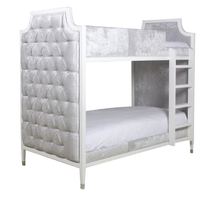 Gramercy Upholstered Tufted Bunkbed in Opulence Silver by AFK Art For Kids