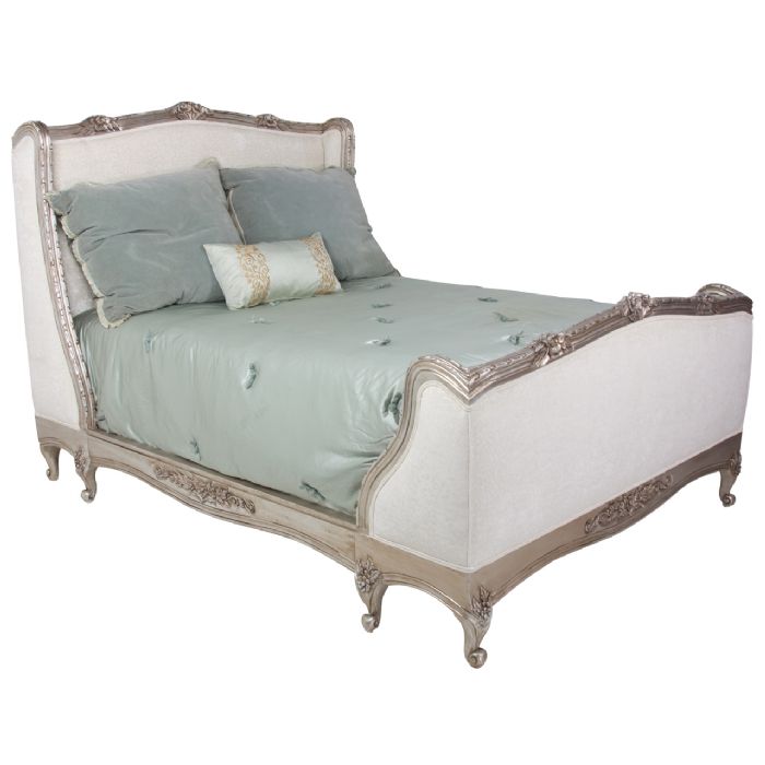 Elegance Bed Upholstered with Antique Silver Gilding by AFK Art For Kids