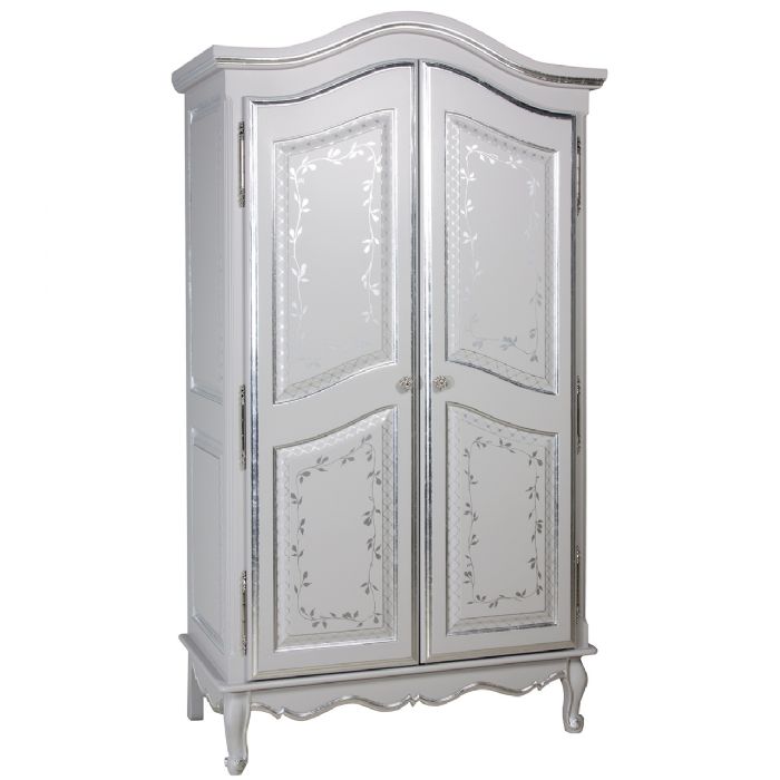 French Armoire in Silver Floral Vines by AFK Art For Kids