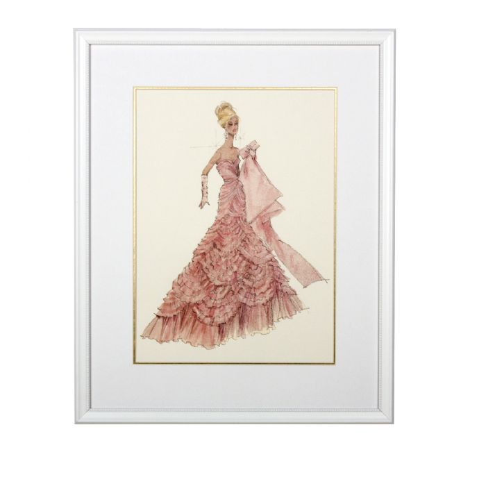 Couture Fashion Model Barbie- Pink Evening Dress by AFK Art For Kids